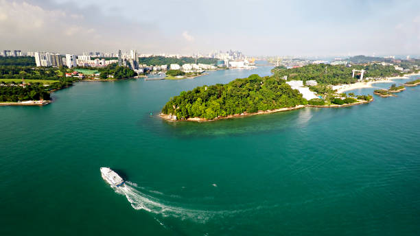 Singapore city skyline with Sentosa in forefront