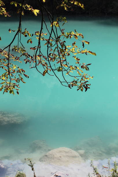 beautiful turquoise river soca in slovenia, creative background