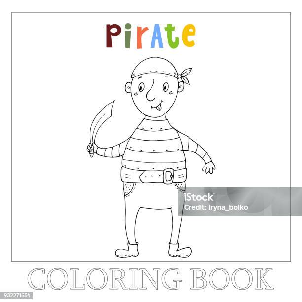 Cute Hand Drawn Vector Illustration With Funny Pirate Stock Illustration - Download Image Now