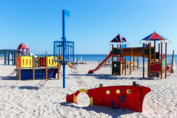 Children's playground on the public beach in Sopot, Poland