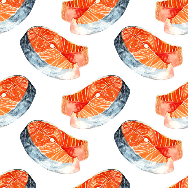 istock Seafood food collection hand drawn with watercolor on white background 932275700