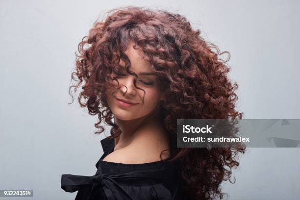 Portrait Of Young Woman With Trend Curly Hair Professional Hair Coloring Stock Photo - Download Image Now