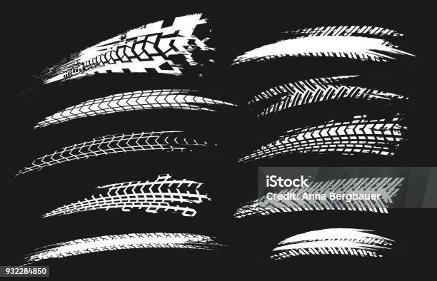 Tire Tracks Elements03 Stock Illustration - Download Image Now - Track - Imprint, Tire - Vehicle Part, Motorcycle