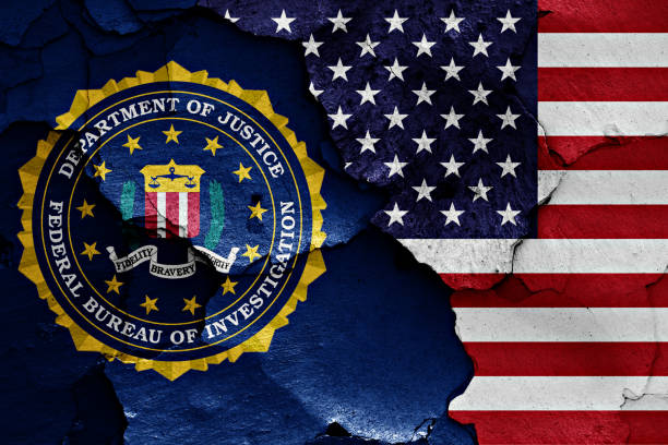 flag of FBI and USA painted on cracked wall flag of FBI and USA painted on cracked wall fbi photos stock pictures, royalty-free photos & images