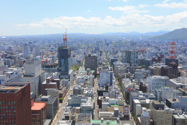 the Aerial view of Sapporo  Hokkaido, Japan