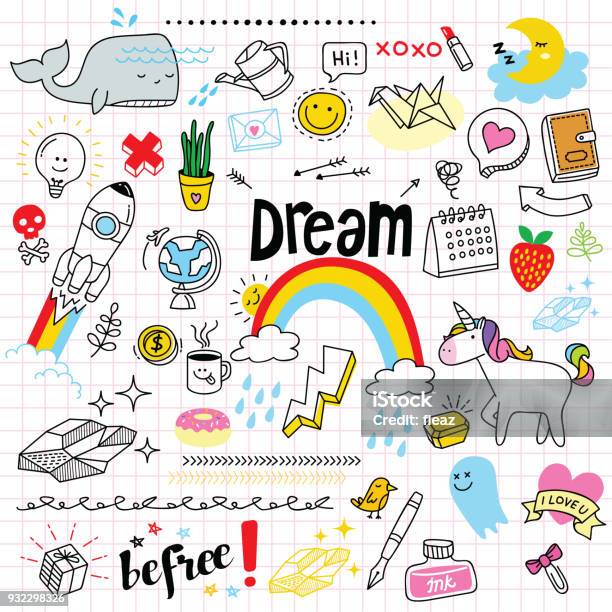 Cute Doodle Set Stock Illustration - Download Image Now - Doodle, Drawing - Activity, Drawing - Art Product