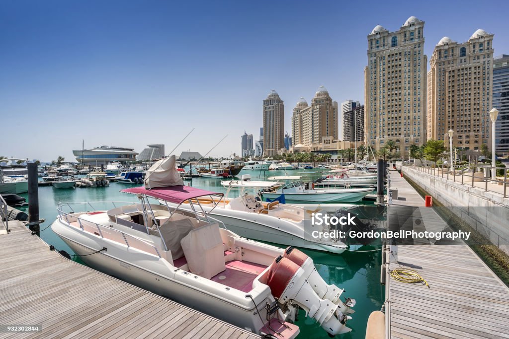 Doha Marina Doha marina on the Corniche in Doha Qatar Doha Stock Photo