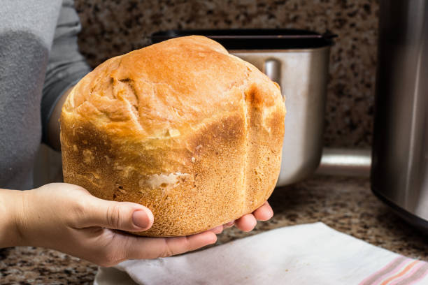 istock Homemade bread in hands,  baked in a bread maker 932306860