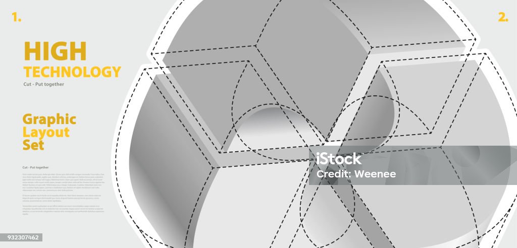 Technical Layout Vector Graphic Layout Set With Abstract Curved Vector Shape Reminiscent Of ...