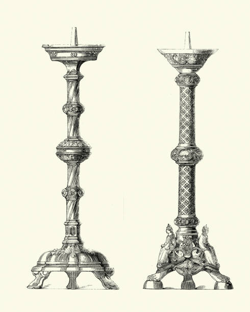 華やかなビクトリア朝の燭台半ば - candlestick holder illustrations点のイラスト素材／クリップアート素材／マンガ素材／アイコン素材