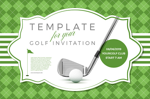 Template for your golf invitation with sample text in separate layer- vector illustration