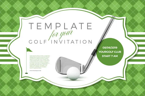 Vector illustration of Template for your golf invitation with sample text