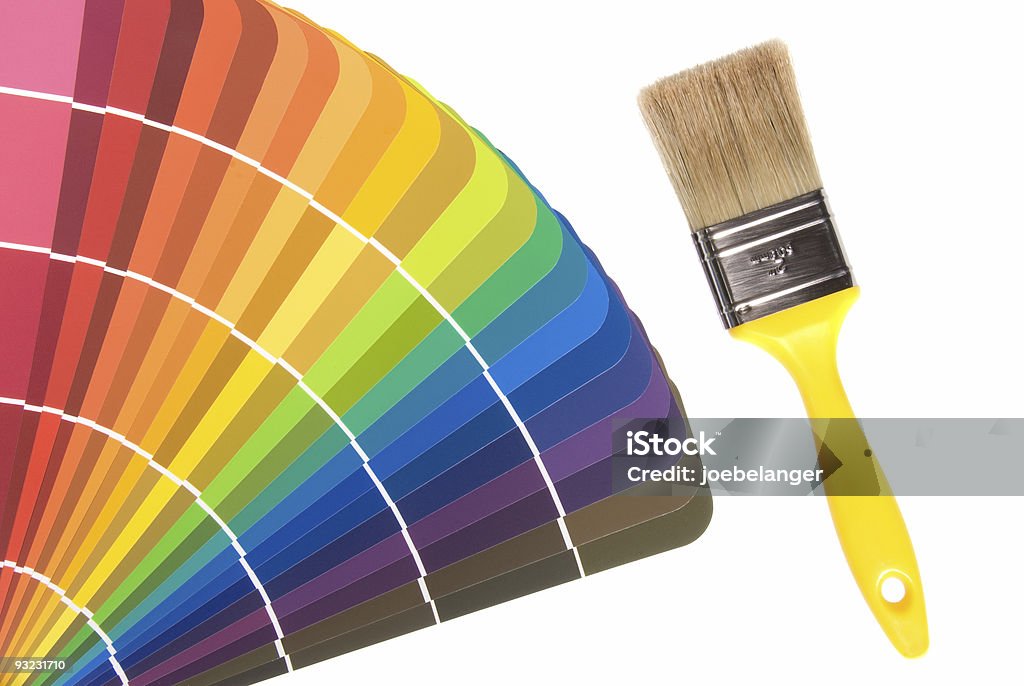 Paint color cards and brush  Chart Stock Photo