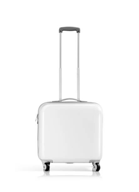 istock White plastic suitcase or luggage for traveler isolated on white background 932322470