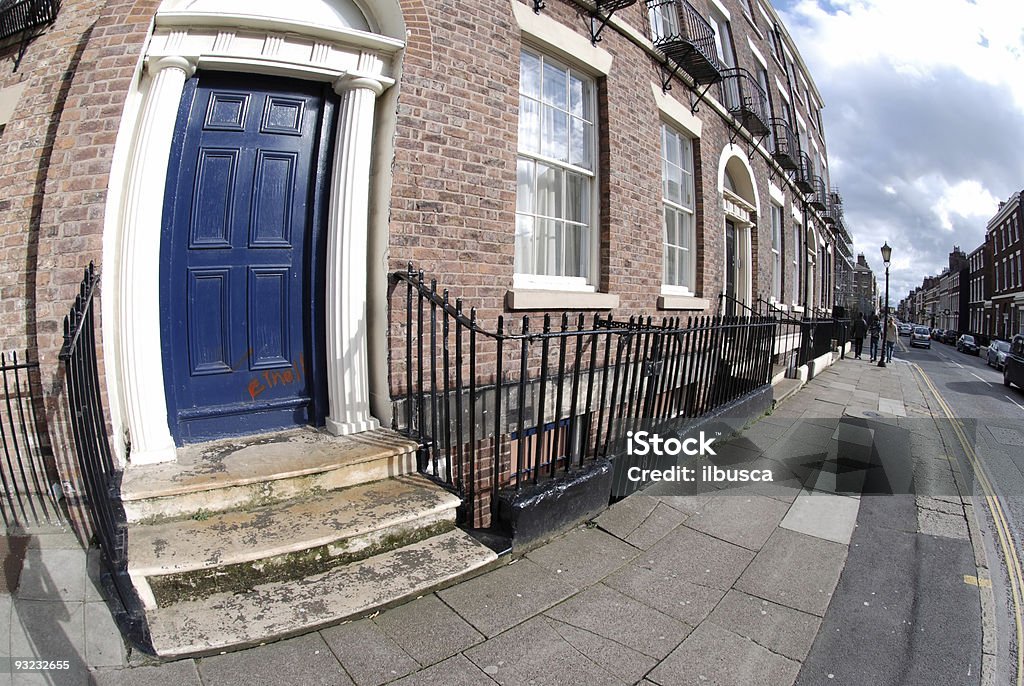 Porte bleue fisheye - Photo de Angleterre libre de droits