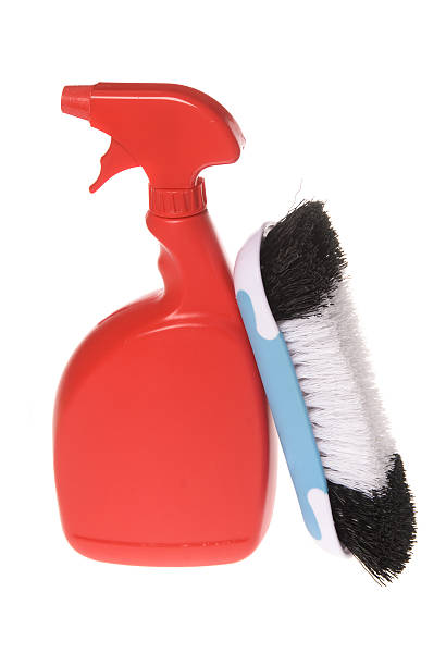 istock Spray bottle of cleaner with brush 93233054