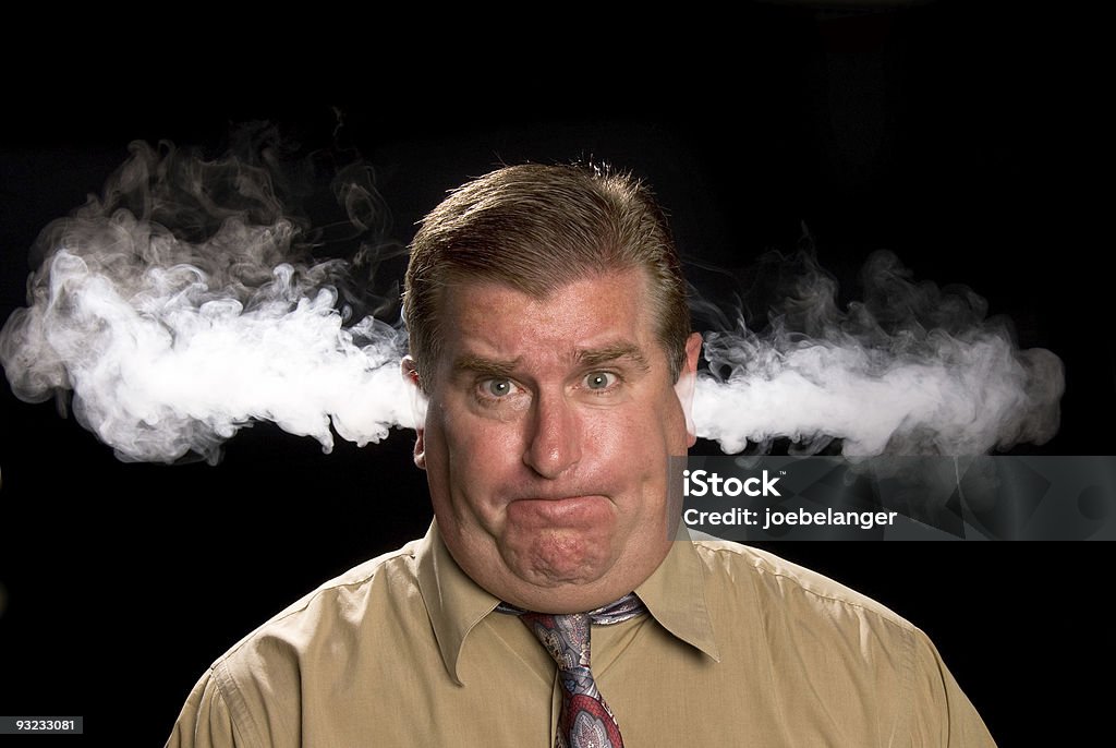 Mad man venting steam from ears  Steam Stock Photo