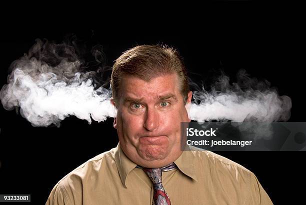 Mad Man Venting Steam From Ears Stock Photo - Download Image Now - Steam, Anger, Displeased
