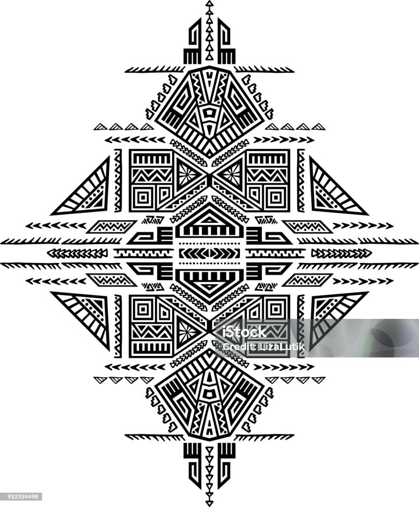 Creative Vector Tribal Print Creative Ethnic Style Print. Unique geometric vector illustration. Perfect for T-Shirt design. Trendy boho ornament. Pattern stock vector