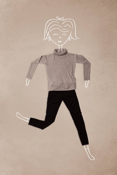 istock Placed clothes in action with woman drawing 932334528