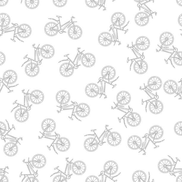 Active Lifestyle Vector Seamless Pattern Vector seamless pattern with bicycle. Perfect for site backdrop, screen background, surface design and other endless fill. bicycle patterns stock illustrations
