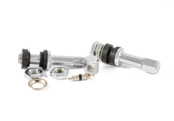 istock Metal tire valve isolation, Wheel Schrader Valves 932338096