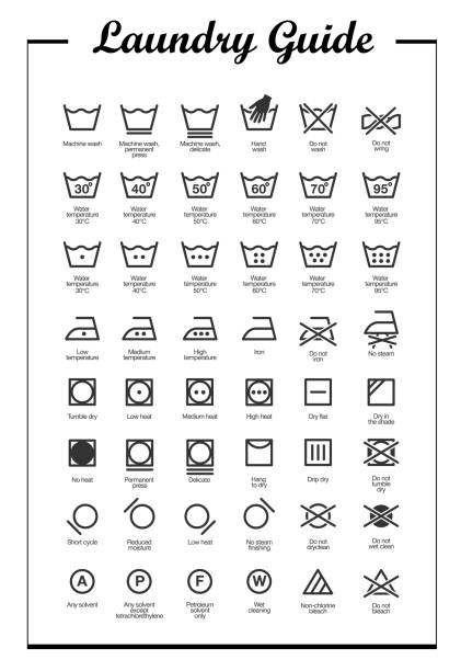 Laundry Vector Icons set, full collection Laundry Vector Icons set, full label collection laundry stock illustrations