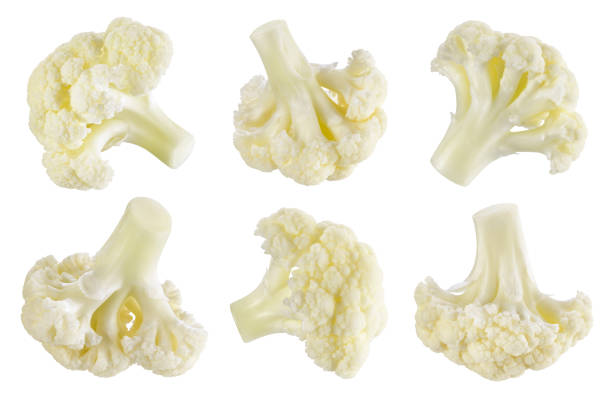 cauliflower isolated on white. cauliflower macro. collection. with clipping path. - cauliflower vegetable white isolated imagens e fotografias de stock