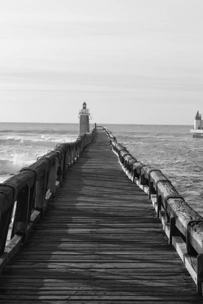 istock breakwater jetty in capbreton, black and white 932362674
