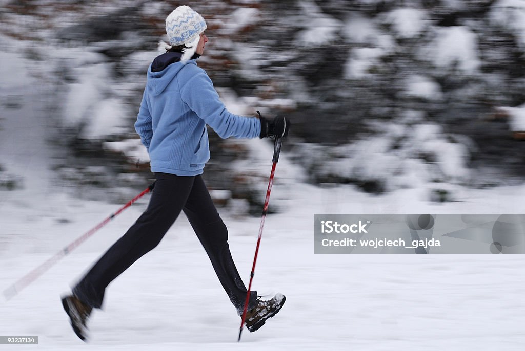 Winter nordic walking  Jogging Stock Photo