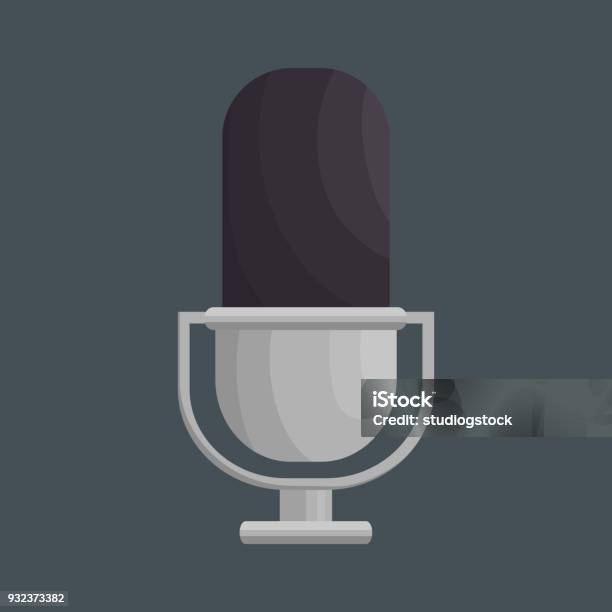 Retro Microphone Isolated Icon Stock Illustration - Download Image Now - Analog, Arts Culture and Entertainment, Audio Equipment