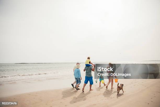 Walking Along The Beach Stock Photo - Download Image Now - Family, Beach, Vacations