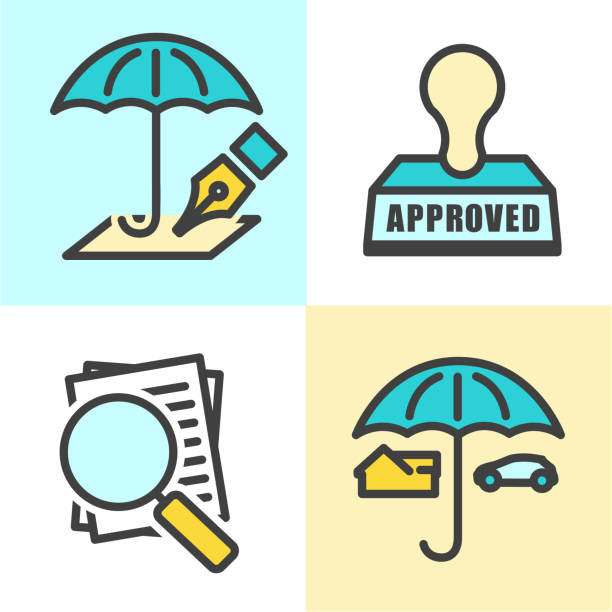 Outline Home and Auto Insurance Icons Isolated on a solid Background Outline Home and Auto Insurance Icons Isolated on solid Background insurer stock illustrations