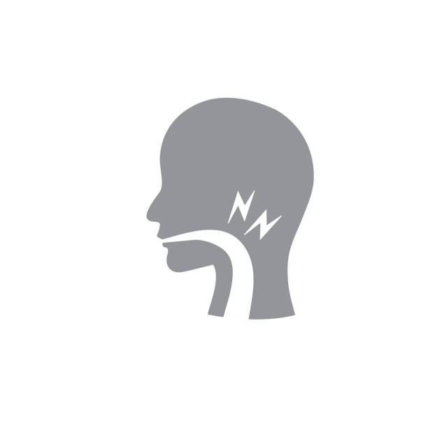 Vocal cord icon with person image vector illustration Voice emitting sound via voice chords with face chord stock illustrations