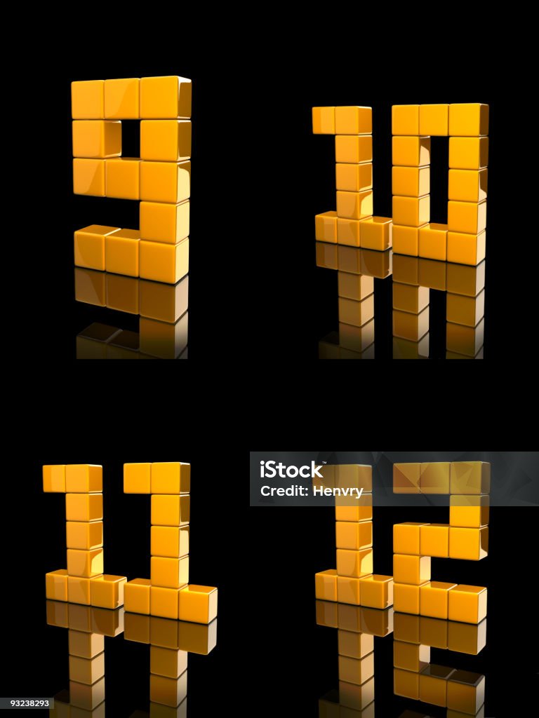 cube number orange number composed by reflective cubes. Color Image Stock Photo
