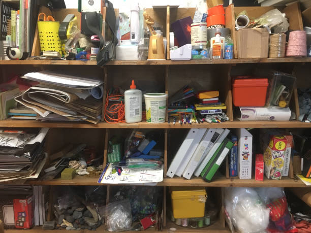 istock Messy art and craft room cubby 932383604