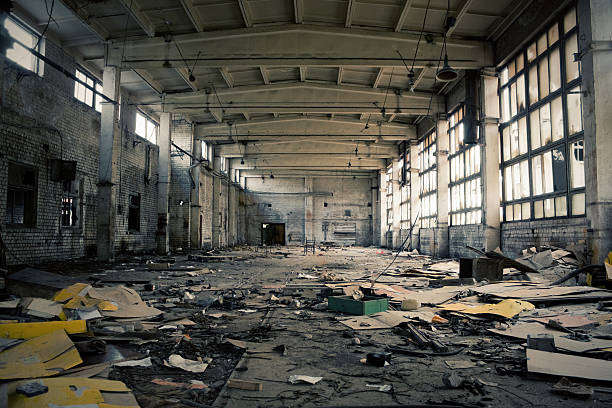 Abandoned Industrial interior stock photo