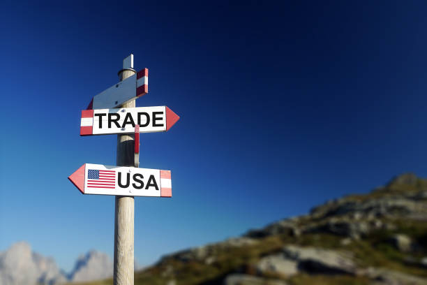 USA and trade war concept stock photo