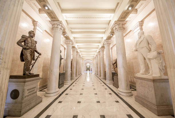 U.S. Capitol Building Senate Hall of Columns in Washington, DC stock photo