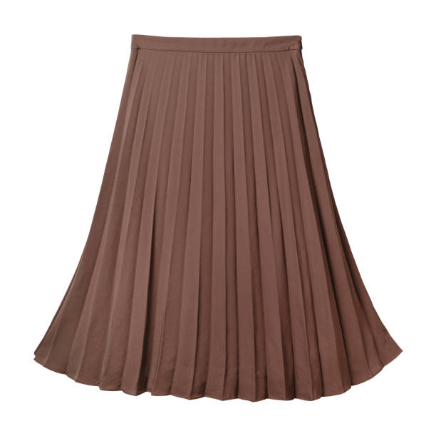 istock Brown pleated midi skirt isolated on white 932389948