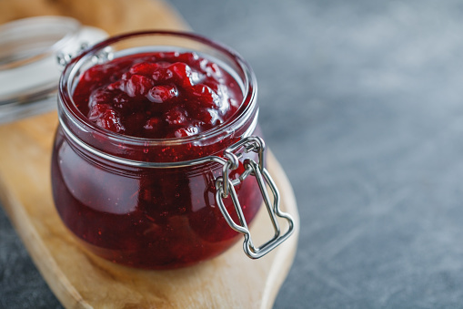 Traditional scandinavian jam with cowberry and juniper