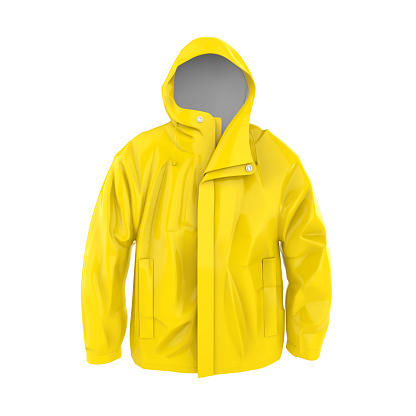 Yellow Rain Coat isolated on white background. 3D render