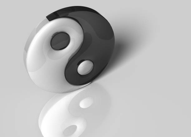 A yin yang sign on a white background