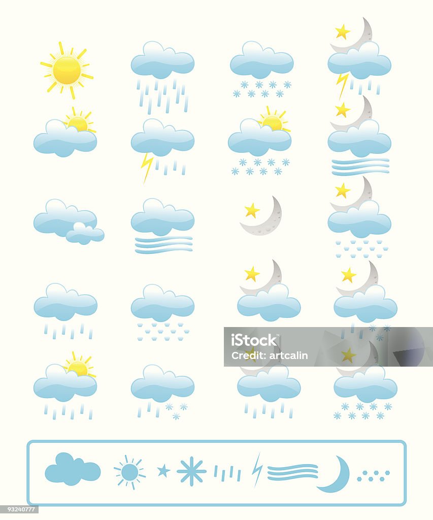 Icone meteo - arte vettoriale royalty-free di A forma di stella