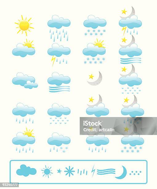 Icone Meteo - Immagini vettoriali stock e altre immagini di A forma di stella - A forma di stella, Acqua, Ambiente