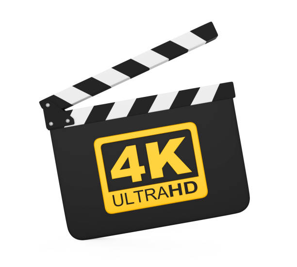 istock Movie Slate with 4K Ultra HD Icon Isolated 932409084