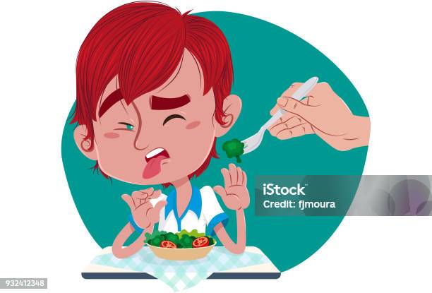 Child Who Doesnt Like To Eat Vegetables Stock Illustration - Download Image Now - Vegetable, Broccoli, Carrot