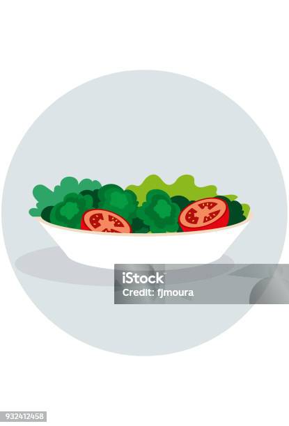 Varied Salad Dish Stock Illustration - Download Image Now - Salad, Plate, Eating
