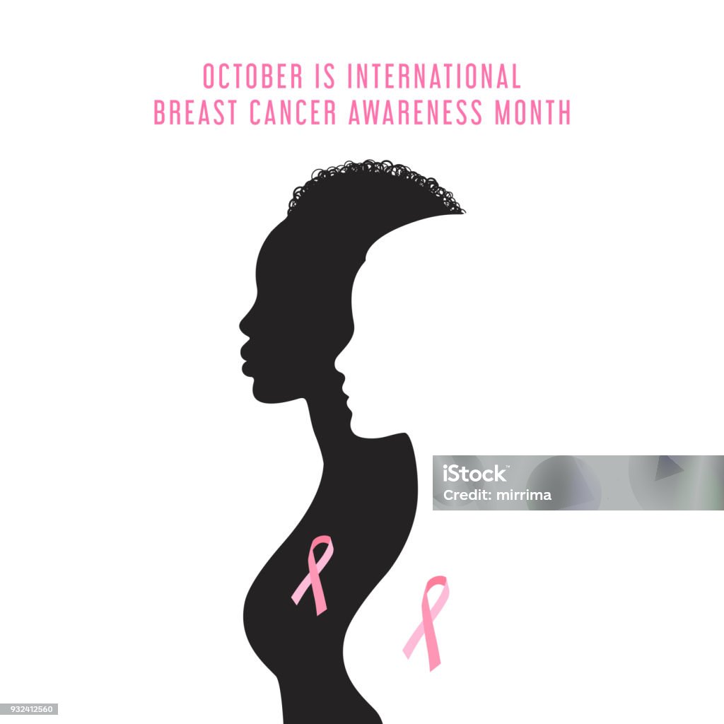 乳房癌意識月カード - 女性のロイヤリティフリーベクトルアート