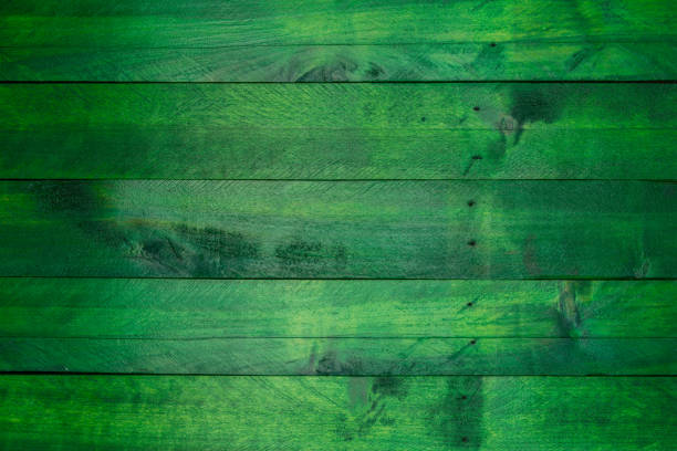 Green wood background in used look stock photo